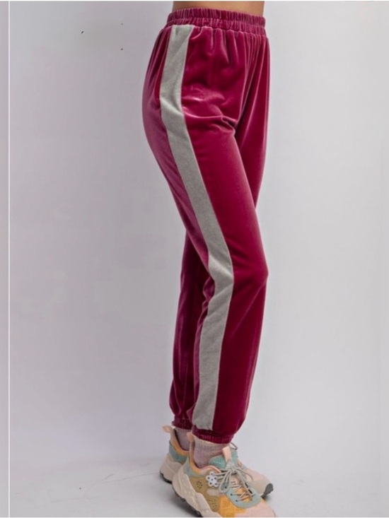 easel Pants - Easel NWT Velvet Pockets Elastic Waist Velour Jogger Pants Purple Fuchsia Gray M
